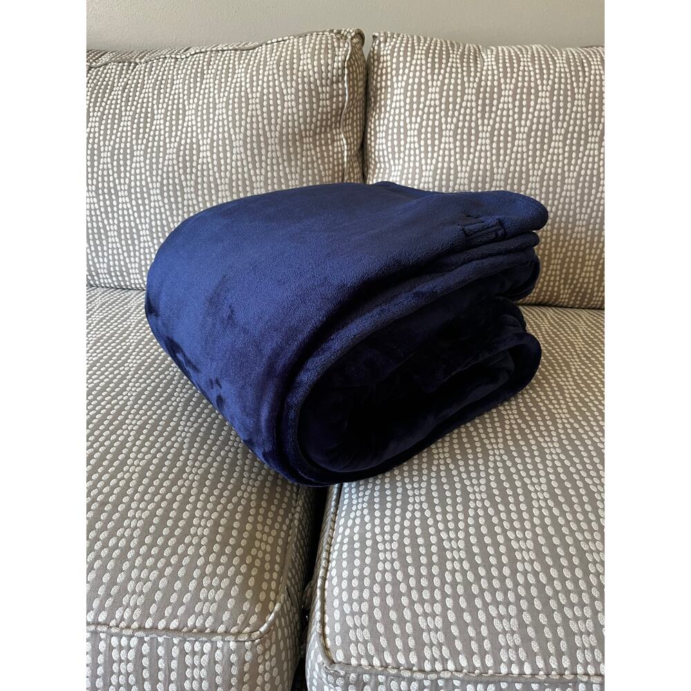 Ralph Lauren MONOGRAM BLUE KING Blanket NEW 108x90 Soft Luxury LRL Throw Bed